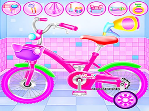 girl-bike-fix-washing-salon